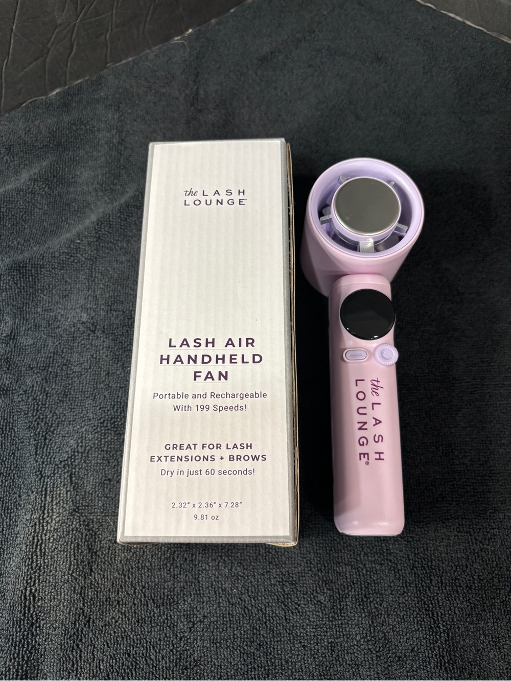 NIB Lash Air Handheld Fan - Pink and Purple